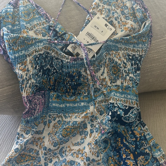 NWT Zara Blue Printed Midi Dress with Knot - Picture 9 of 10